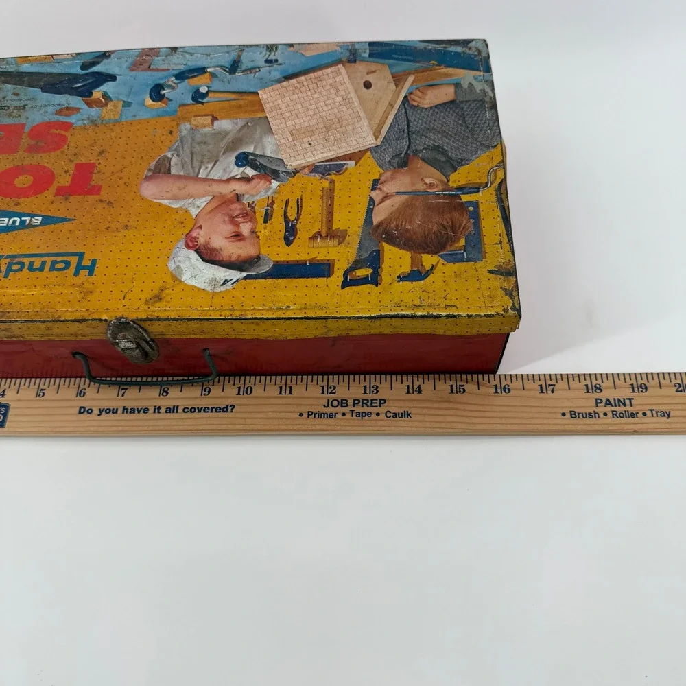 Vintage‎ Handy Andy Blue Diamond Toy Tin Tool Set W Real Tools 50's USA